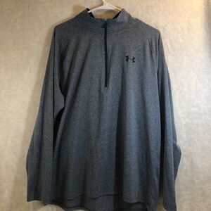 UNDER ARMOUR Shirt Heat Gear Quarter Zip Loose Fit Mens XL Blue Long Sleeve